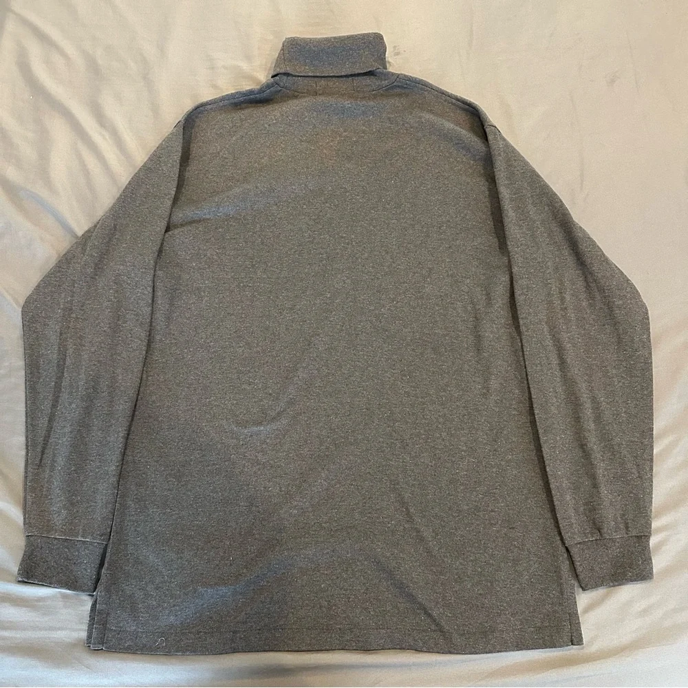 Vintage Polo Ralph Lauren Shirt Men Large Gray Turtleneck Mock Neck Made USA 90s